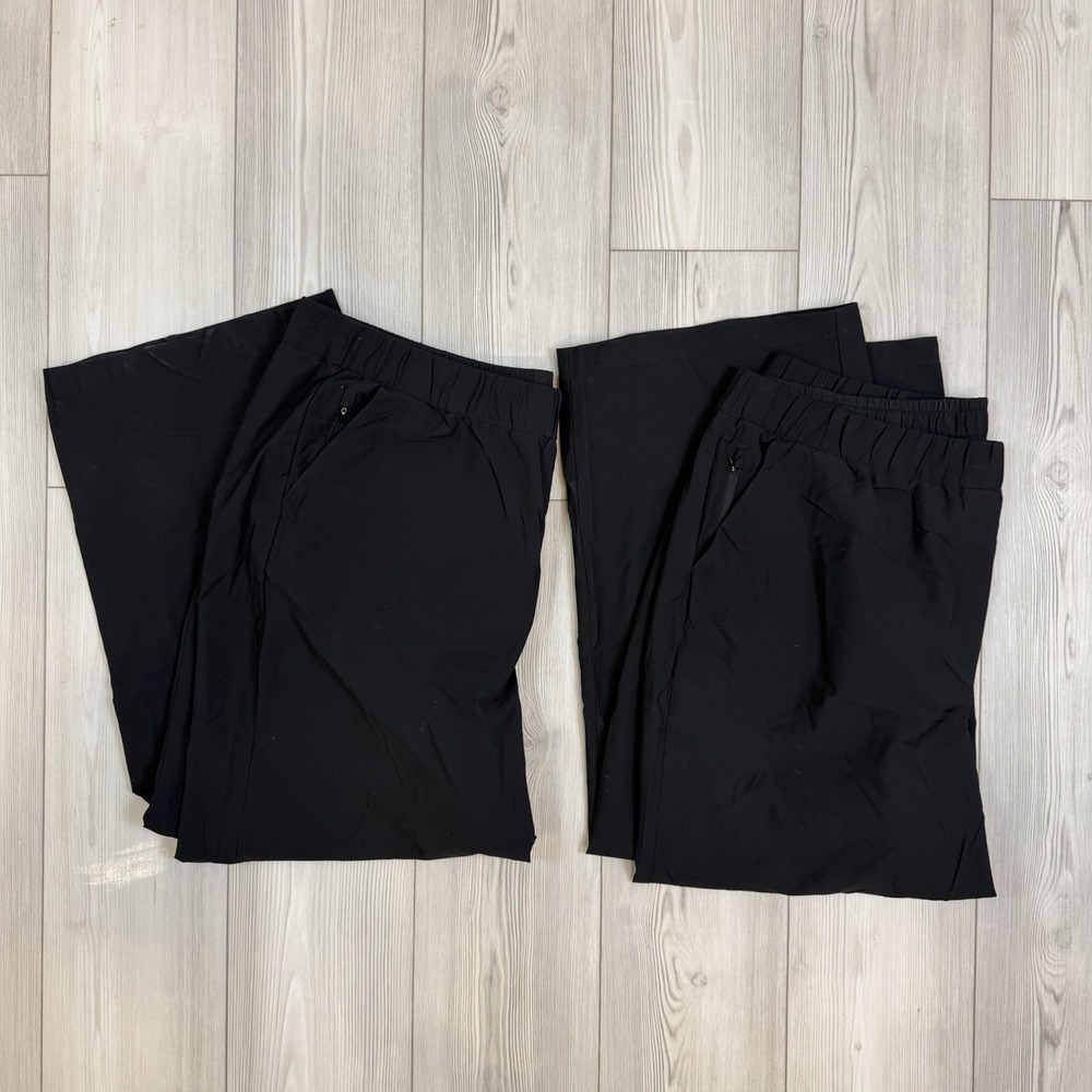 Lot Of 2 Lane Bryant Wide Leg On The Go Mid Rise Black Pants Sz 22 Pull On